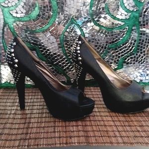 Spiked Black Heels Size 7.5